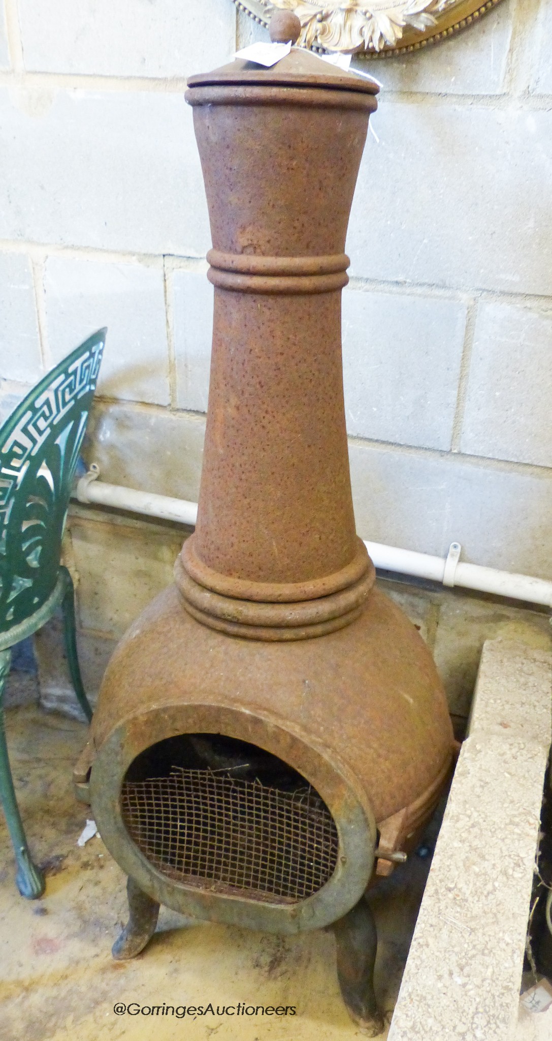 A cast iron chiminea, H.122cm